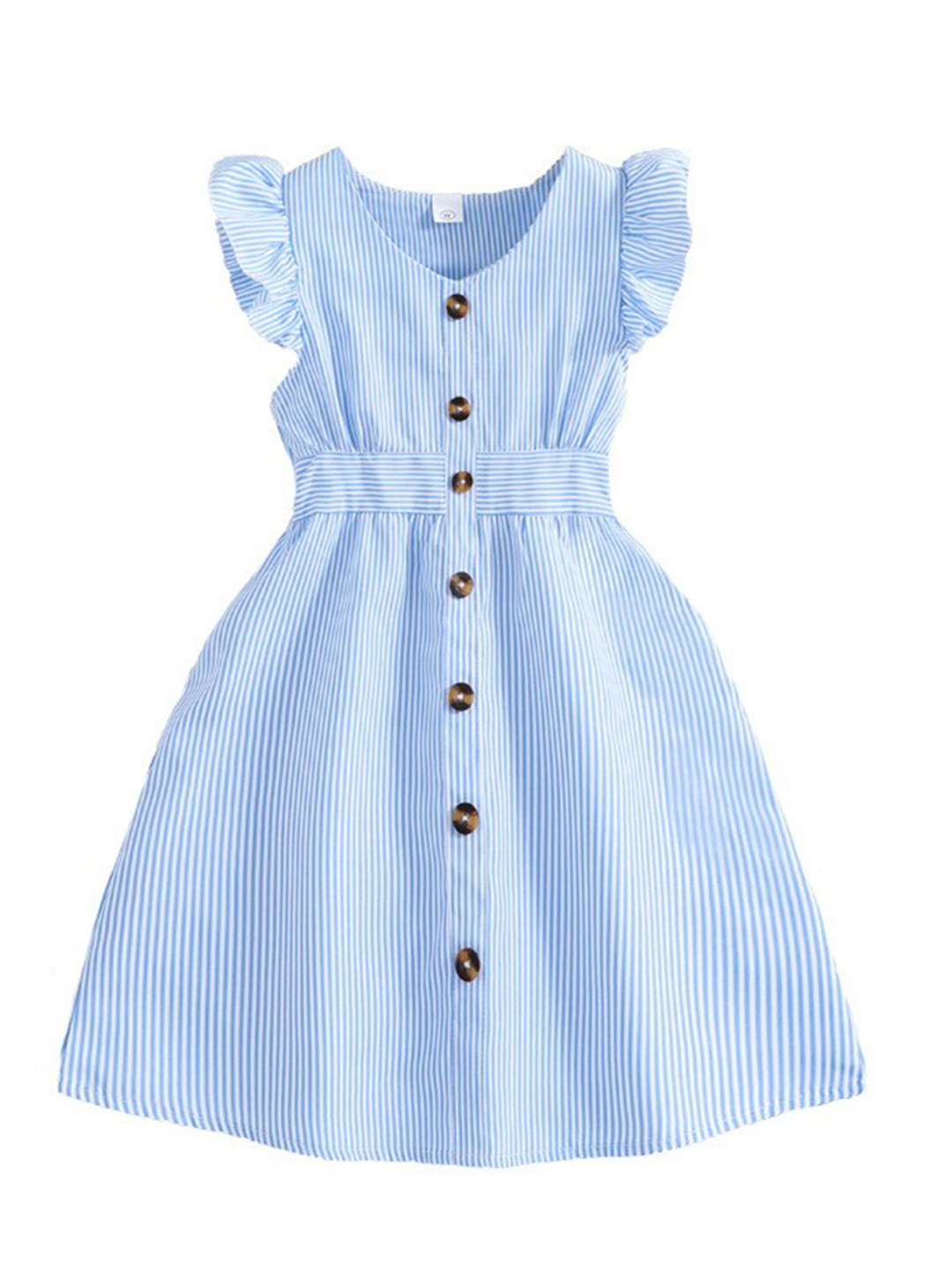 

StyleCast Girls Blue Striped Flutter Sleeves Fit & Flare Dress