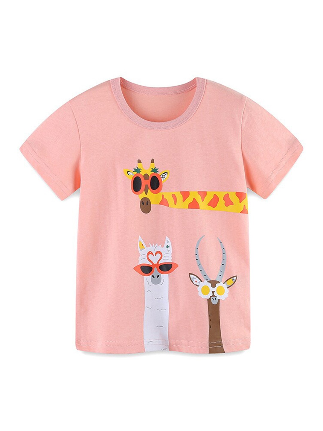 

StyleCast Girls Pink Round Neck Short Sleeves Printed Cotton T-shirt