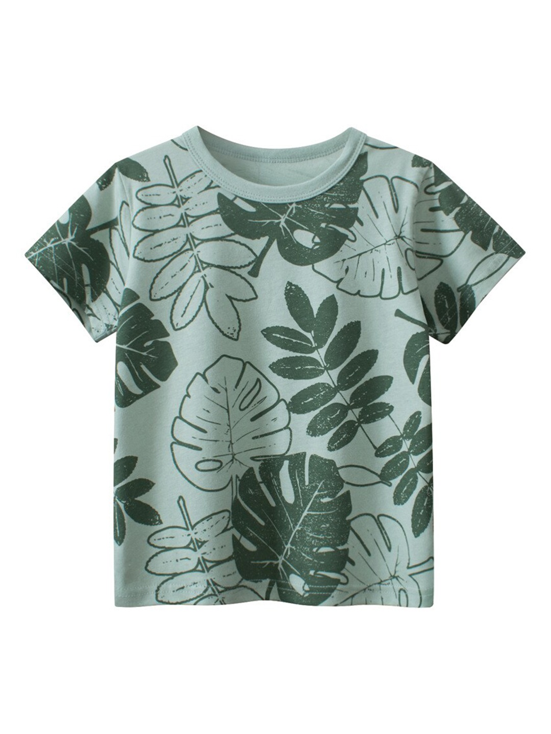 

StyleCast Boys Green Round Neck Short Sleeves Floral Printed Cotton T-shirt