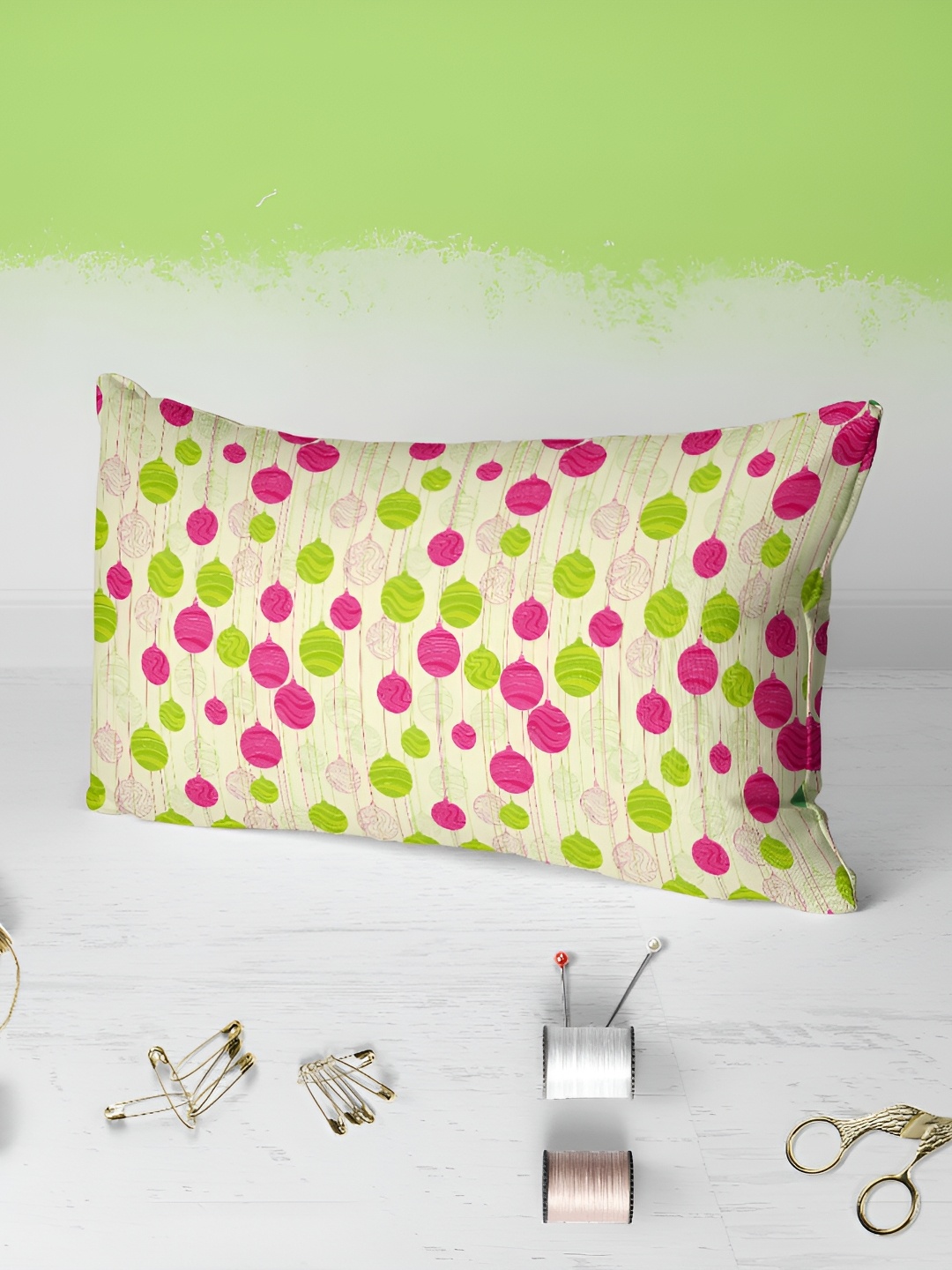 

ArtzFolio Pink & Green 2 Pieces Geometric Printed Rectangle Pillow Covers