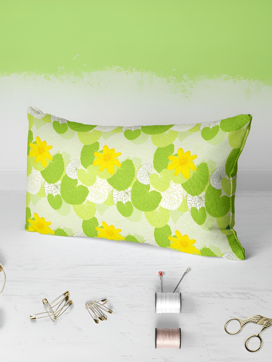 

ArtzFolio Green & Yellow 2 Pieces Abstract Rectangle Pillow Covers