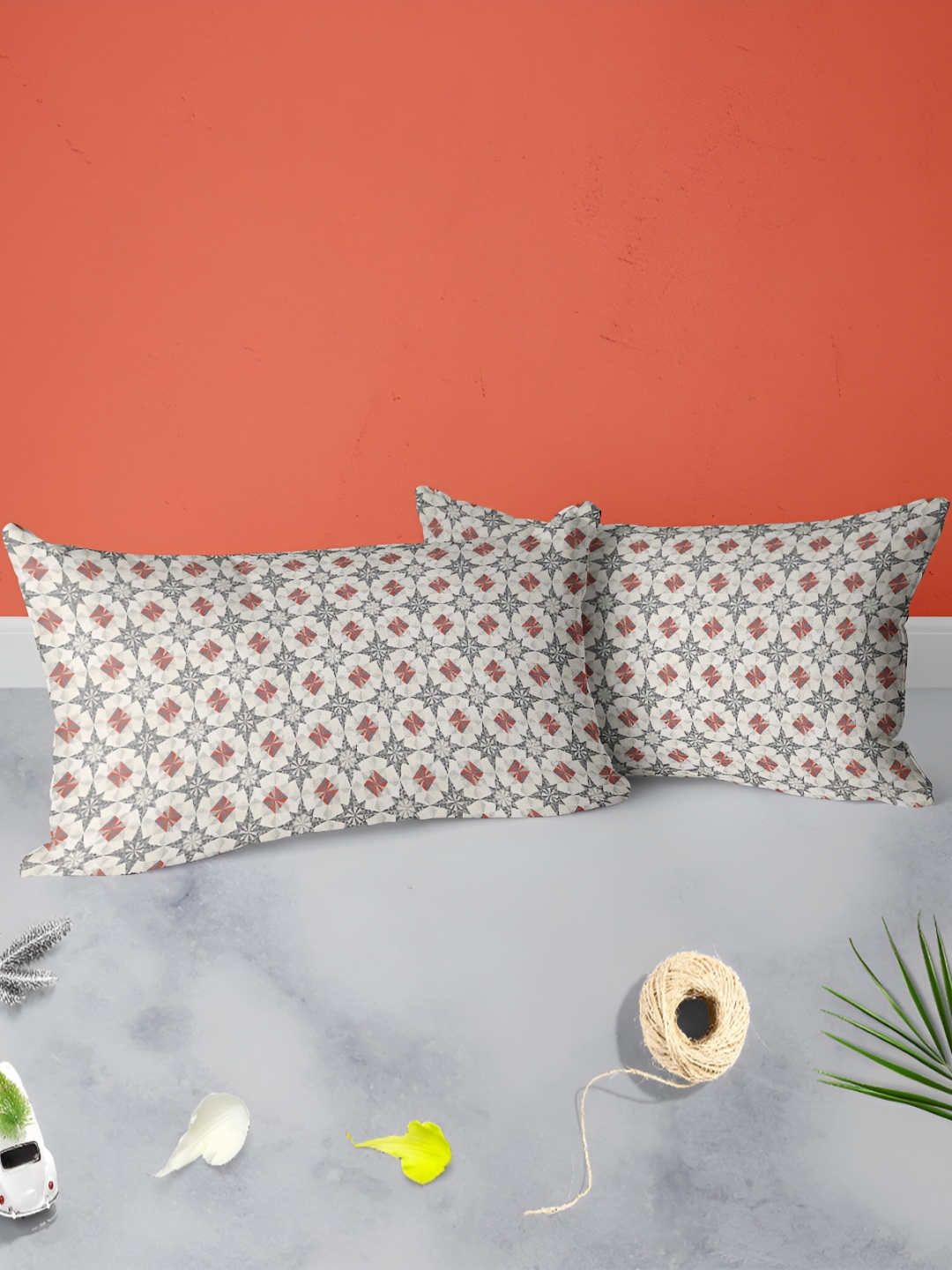 

ArtzFolio White & Grey 2 Pieces Printed Rectangle Pillow Covers