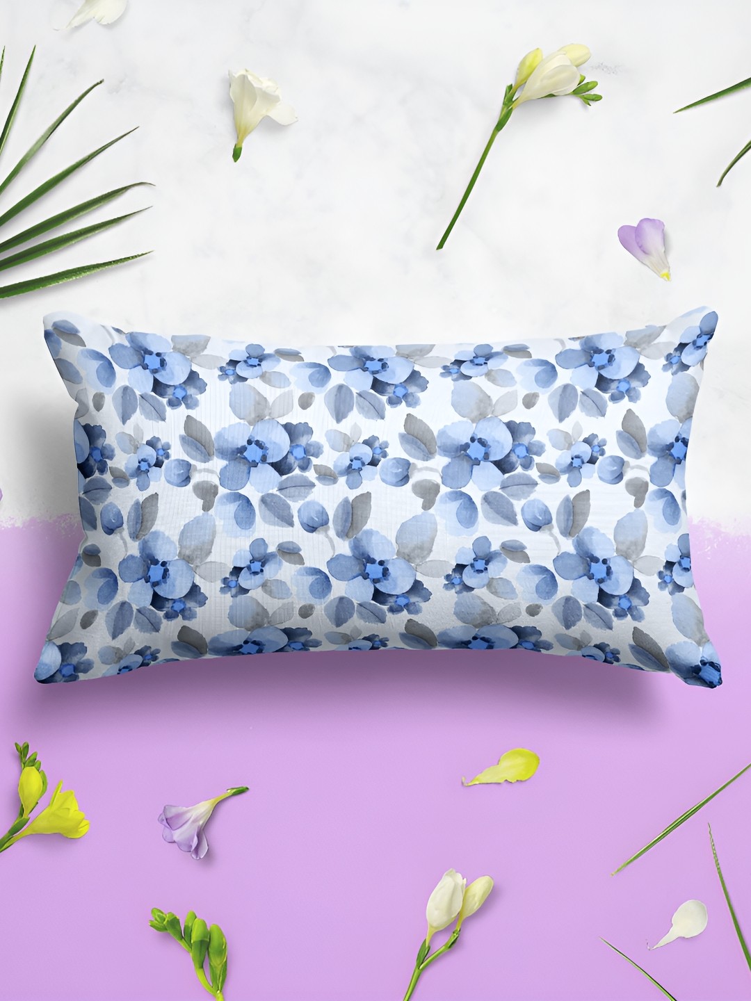 

ArtzFolio Blue & White 2 Pieces Printed Velvet Rectangle Pillow Covers