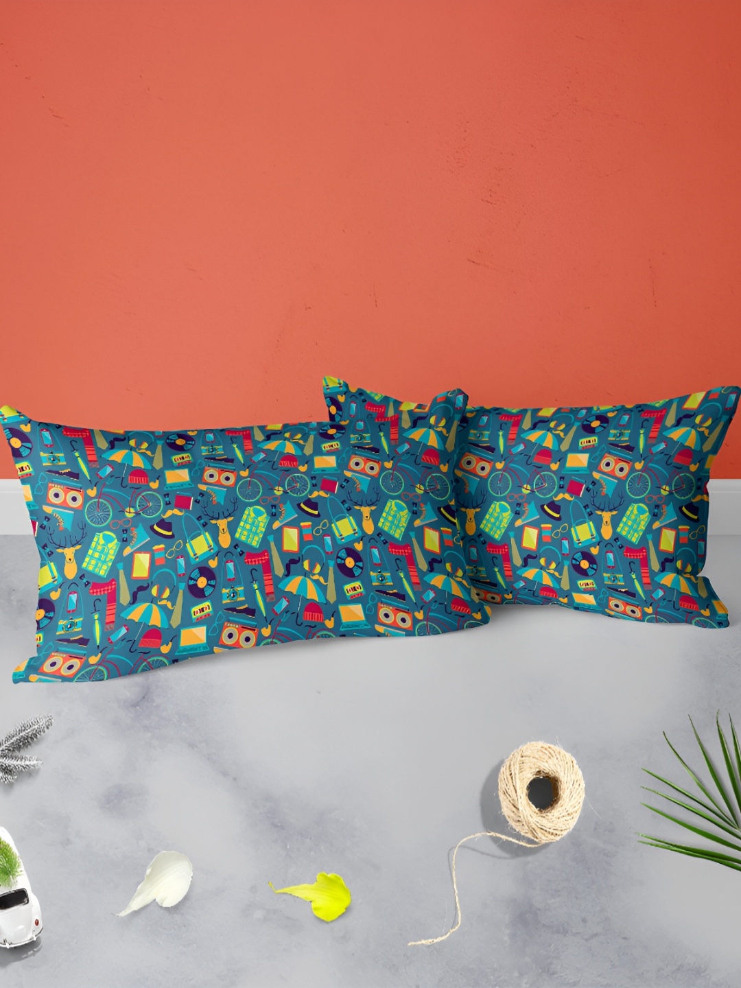 

ArtzFolio Green & Red 2 Pieces Rectangle Pillow Covers