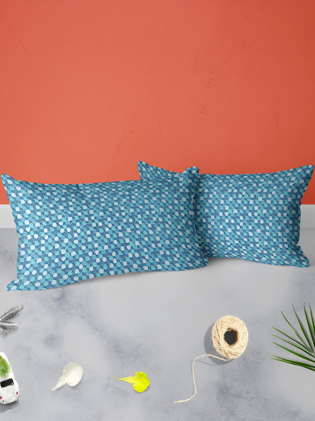 

ArtzFolio Blue & White 2 Pieces Printed Velvet Rectangle Pillow Covers