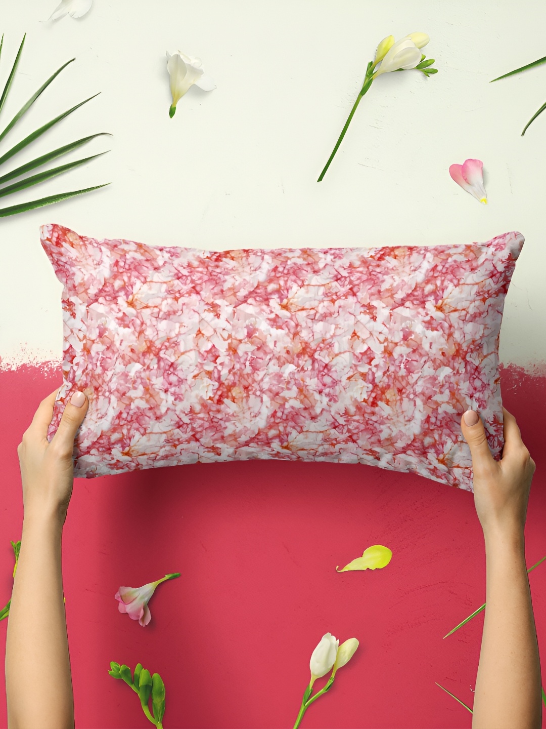 

ArtzFolio White & Pink 2 Pieces Printed Rectangle Pillow Covers