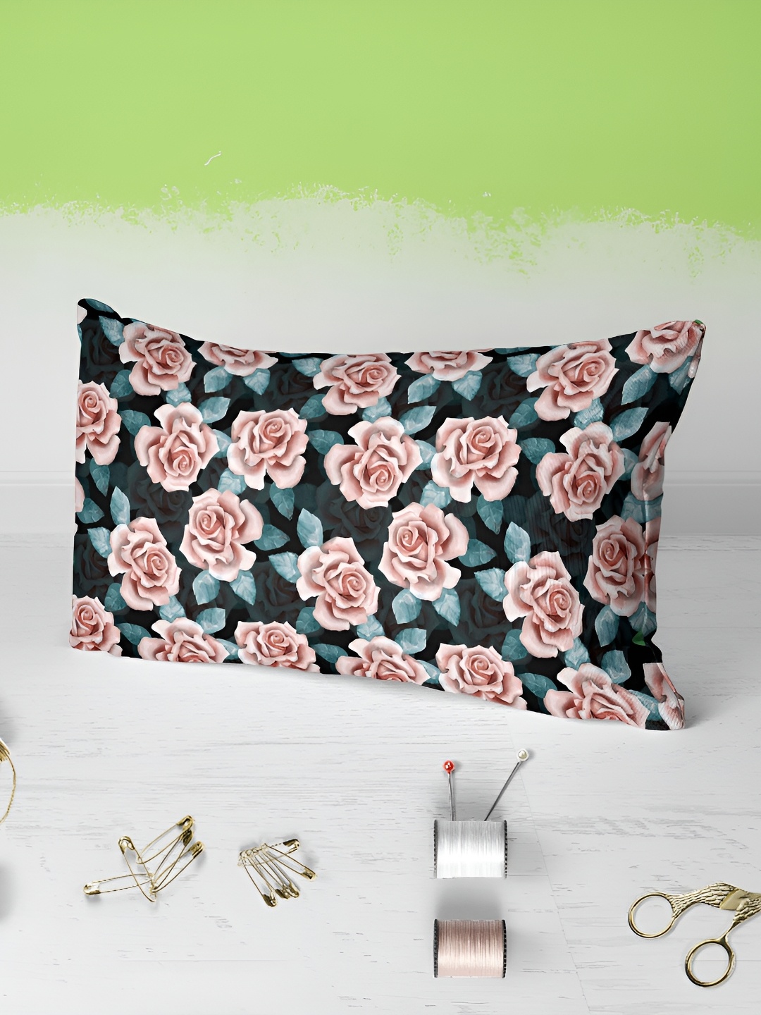 

ArtzFolio Green & Pink 2 Pieces Rectangle Pillow Covers