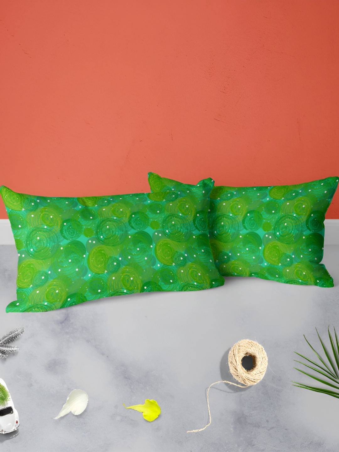 

ArtzFolio Green 2 Pieces Abstract Printed Rectangle Pillow Covers