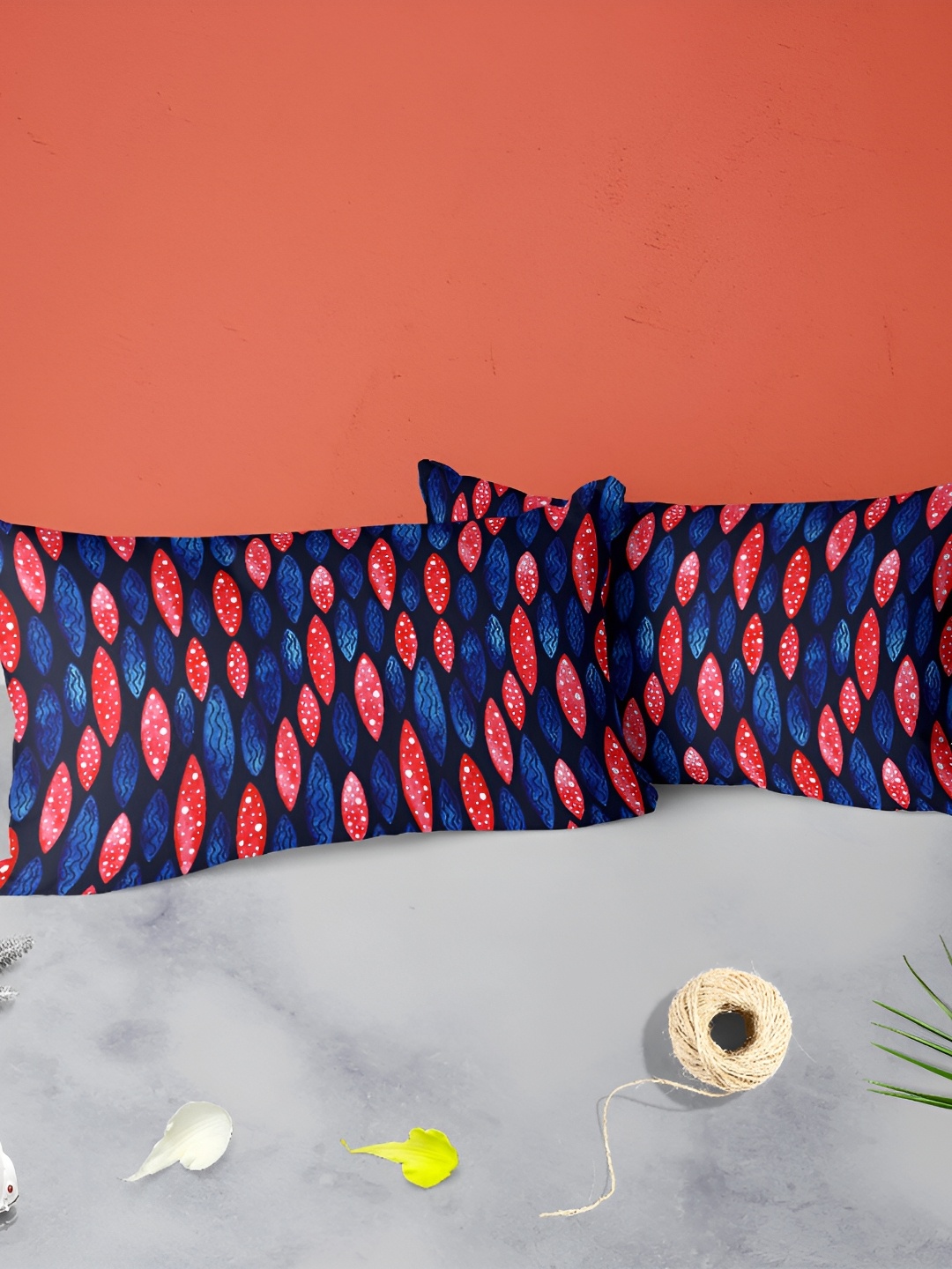 

ArtzFolio Blue & Red 2 Pieces Printed Velvet Rectangle Pillow Covers