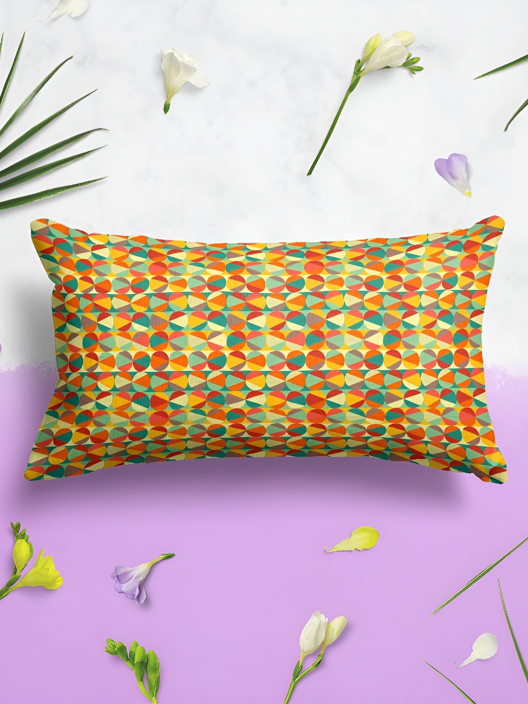 

ArtzFolio Yellow & Red 2 Pieces Geometric Printed Rectangle Velvet Pillow Covers
