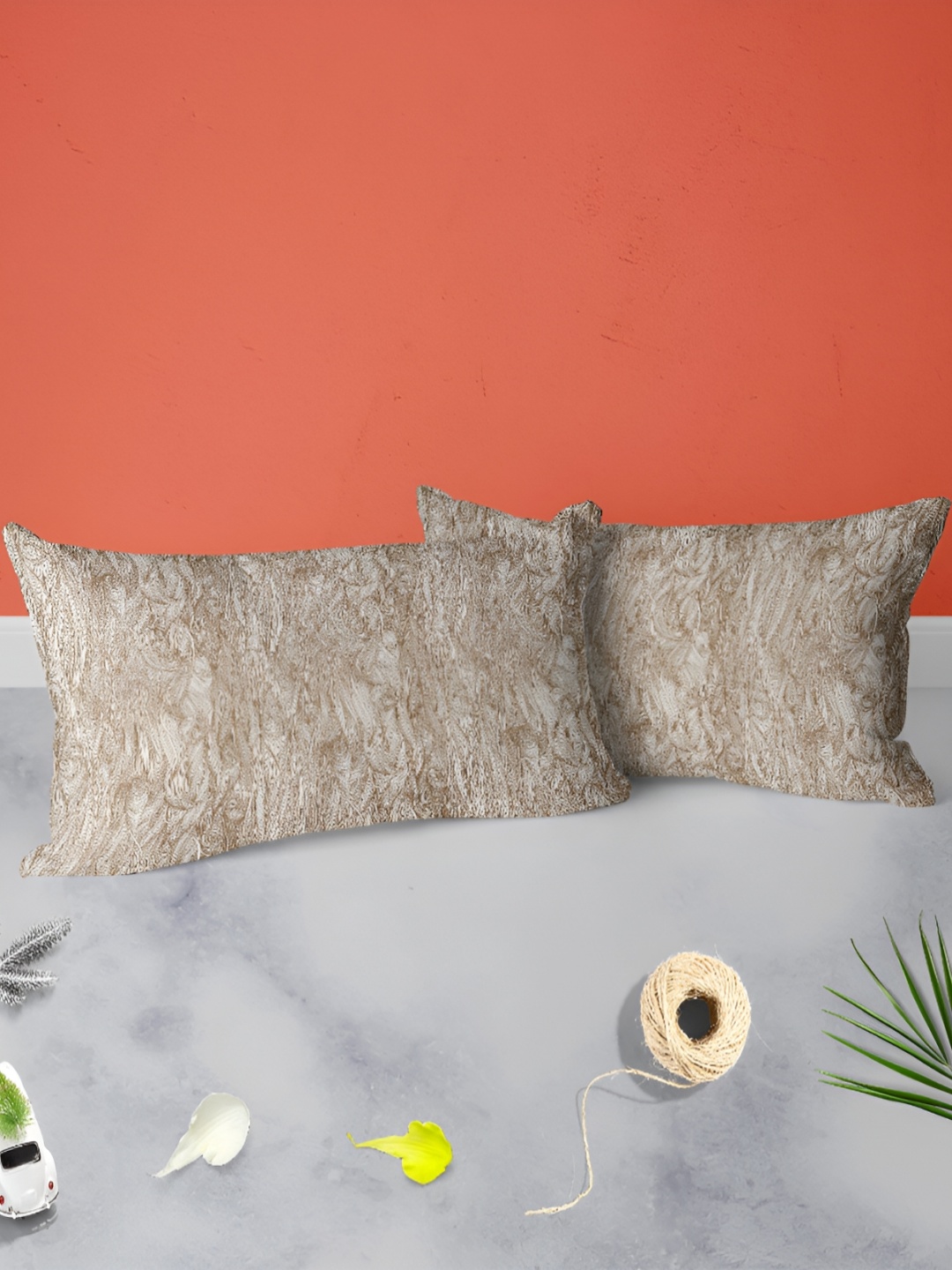 

ArtzFolio Brown & White 2 Pieces Abstract Printed Velvet Rectangle Pillow Covers