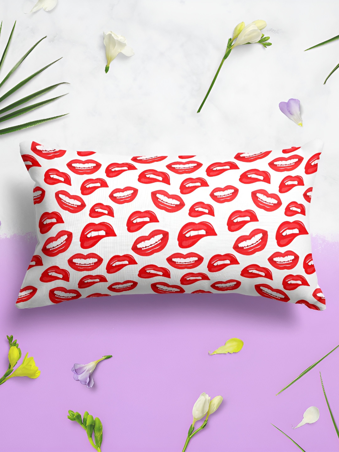 

ArtzFolio Red & White 2 Pieces Rectangle Abstract Pillow Covers