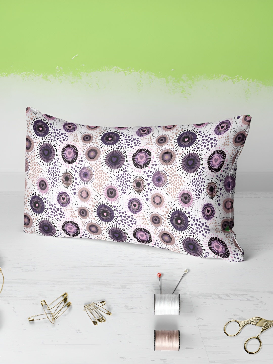 

ArtzFolio Beige & Purple 2 Pieces Rectangular Pillow Covers