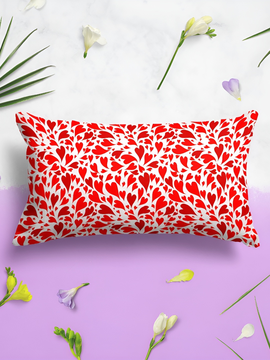 

ArtzFolio Red & White 2 Pieces Abstract Rectangle Pillow Covers