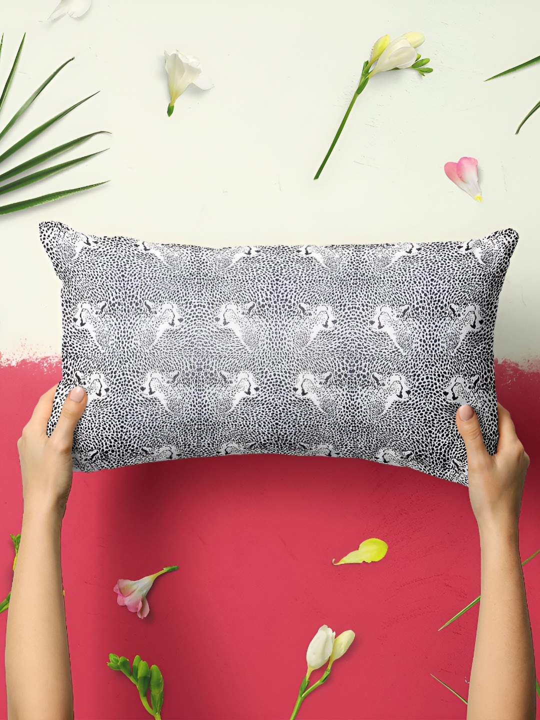 

ArtzFolio Grey & White 2 Pieces Printed Velvet Rectangle Pillow Covers