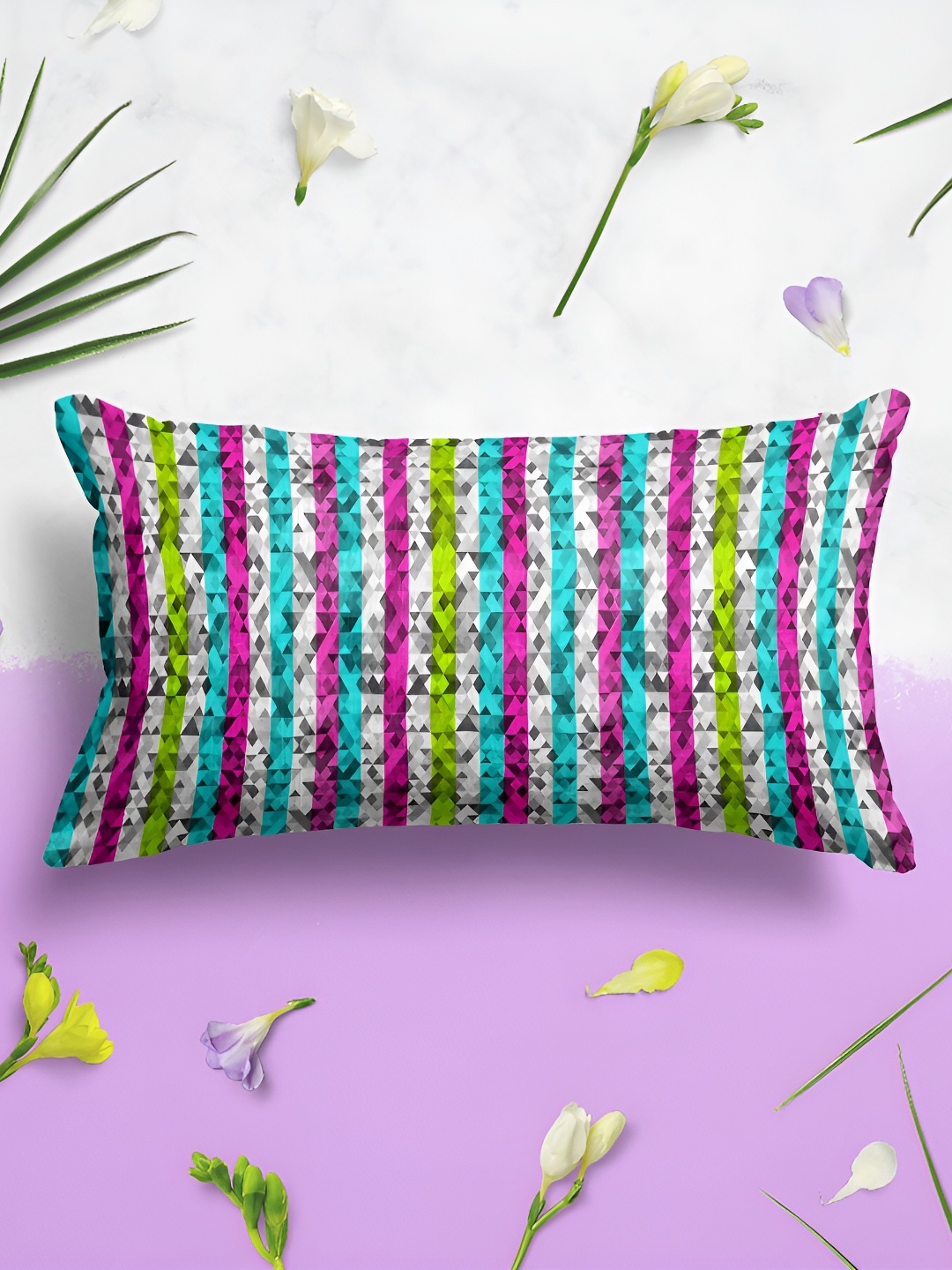 

ArtzFolio Grey & Pink 2 Pieces Striped Rectangle Pillow Covers