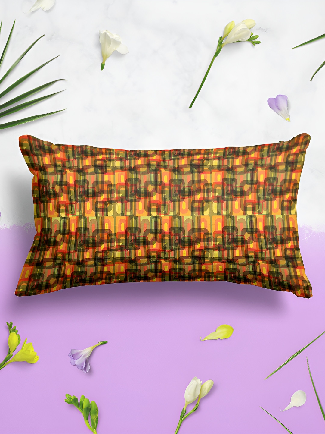 

ArtzFolio Orange & Green 2 Pieces Abstract Printed Velvet Rectangle Pillow Covers