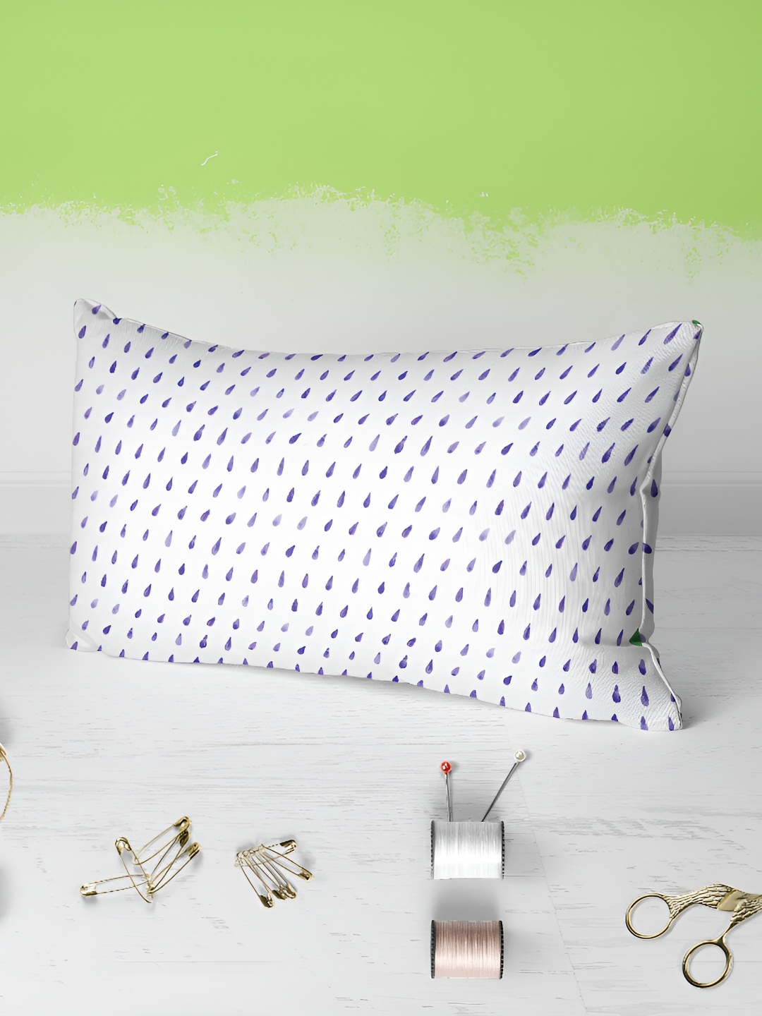

ArtzFolio White & Blue 2 Pieces Self Design Printed Rectangle Pillow Covers