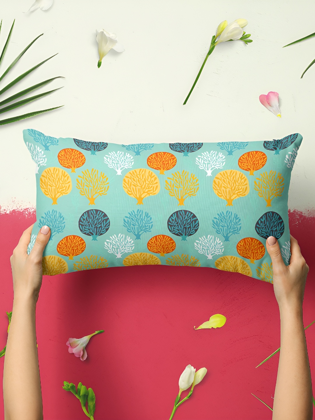 

ArtzFolio Green & Orange 2 Pieces Rectangle Pillow Covers