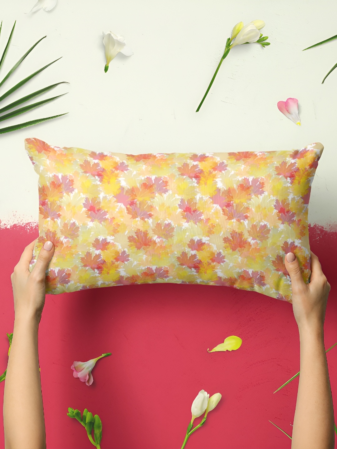 

ArtzFolio Yellow & Pink 2 Pieces Floral Rectangle Pillow Covers