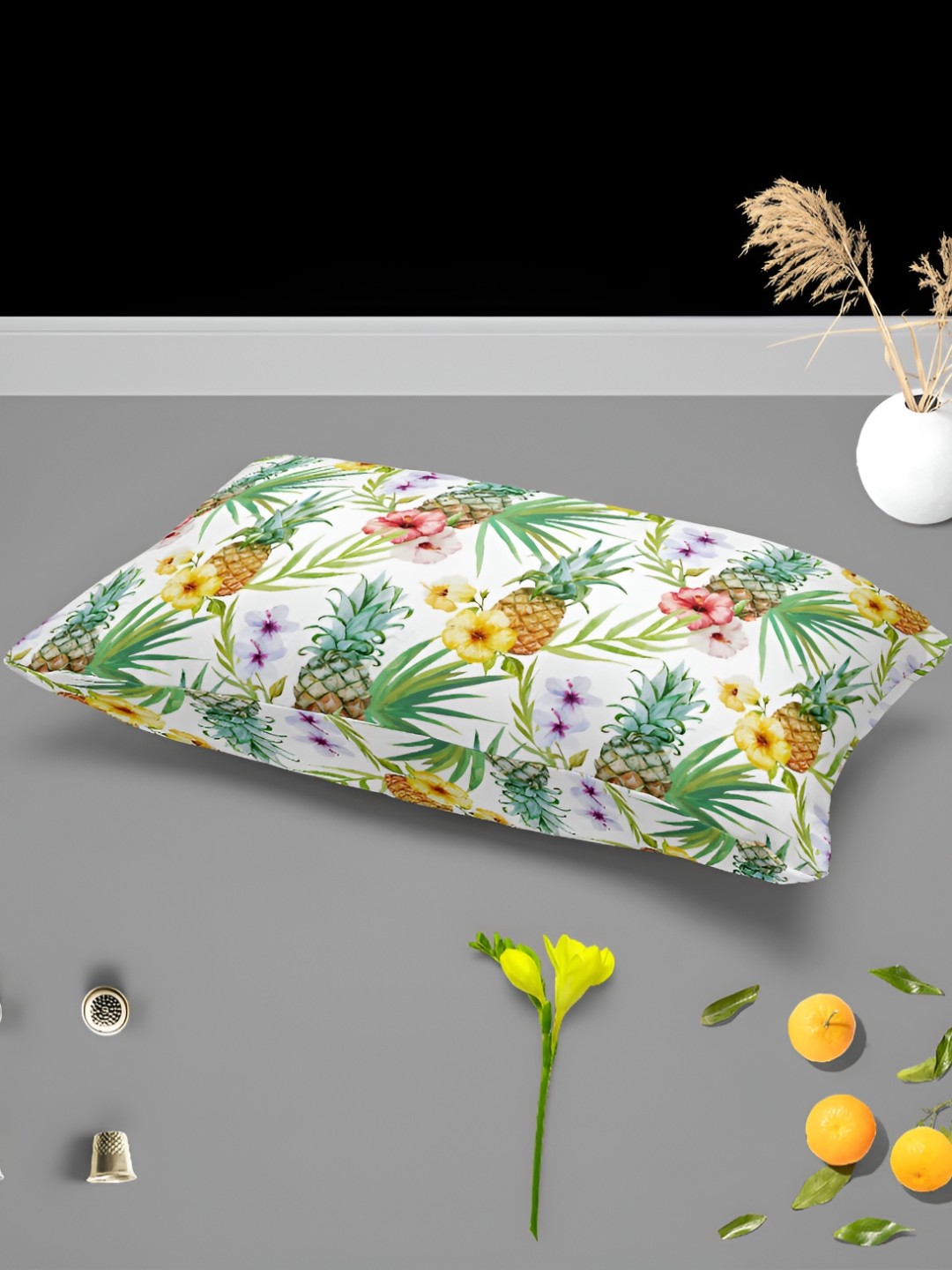 

ArtzFolio White & Green 2 Pieces Self Design Rectangle Velvet Pillow Covers