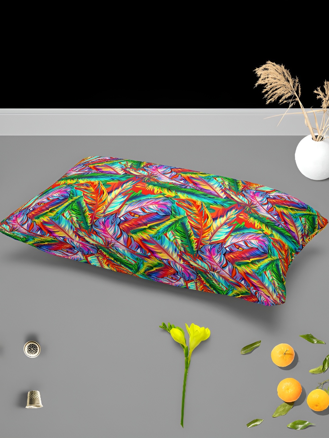 

ArtzFolio Orange & Green 2 Pieces Floral Rectangle Pillow Covers