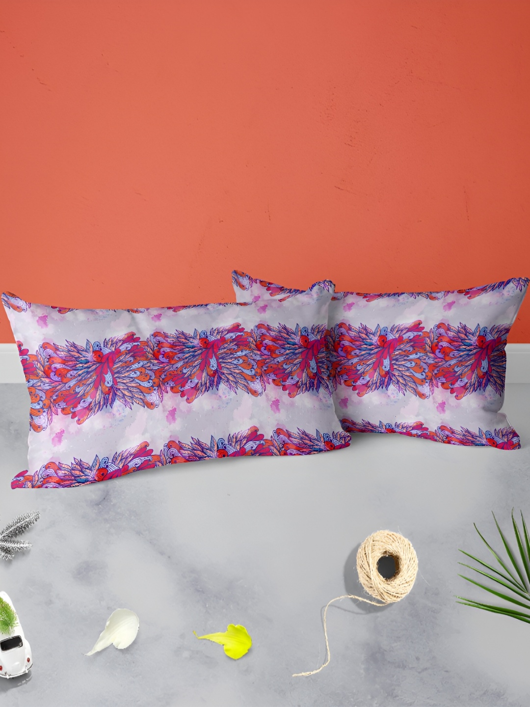 

ArtzFolio Pink and Blue 2 Pieces Cotton Rectangle Pillow Covers