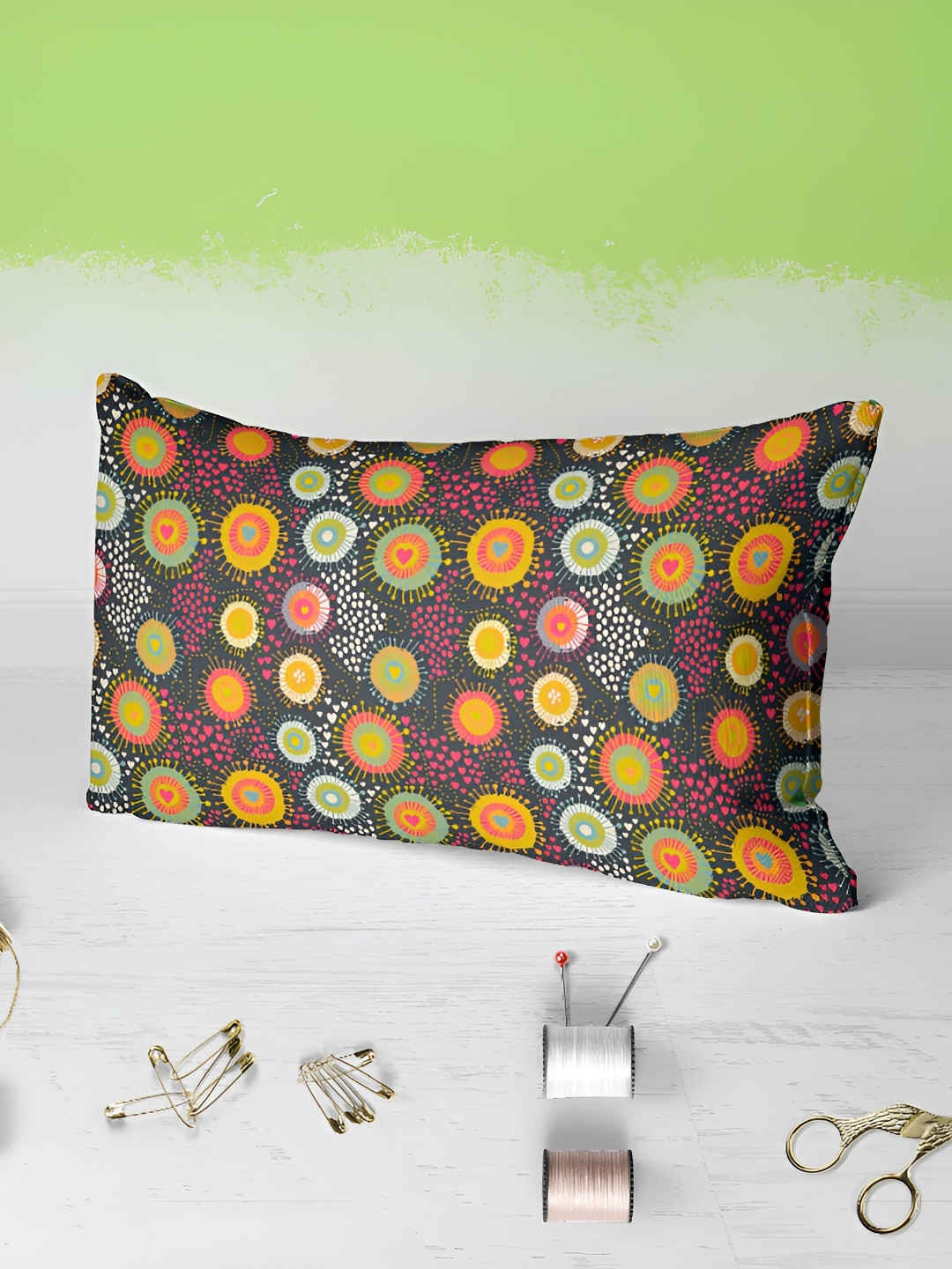 

ArtzFolio Green & Orange 2 Pieces Abstract Printed Velvet Rectangular Shaped Pillow Covers