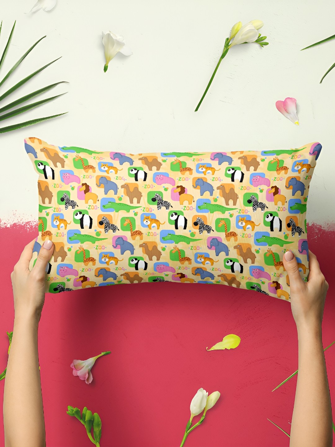 

ArtzFolio Cream & Green 2 Pcs Rectangle Pillow Covers