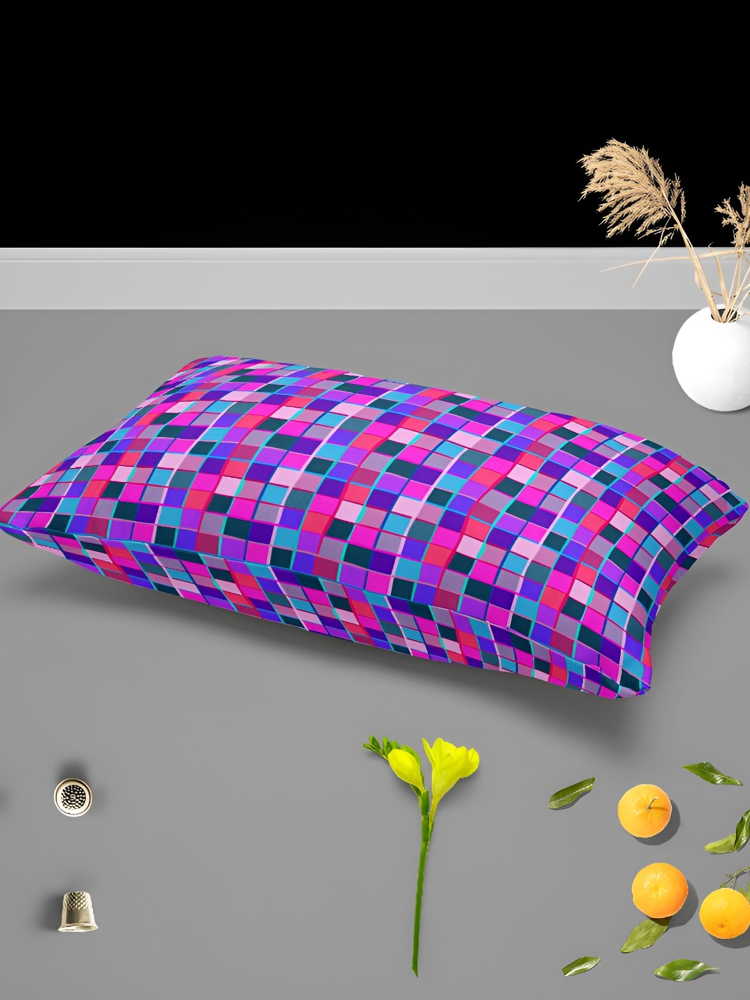 

ArtzFolio Blue & Purple 2 Pieces Checked Printed Rectangle Pillow Covers