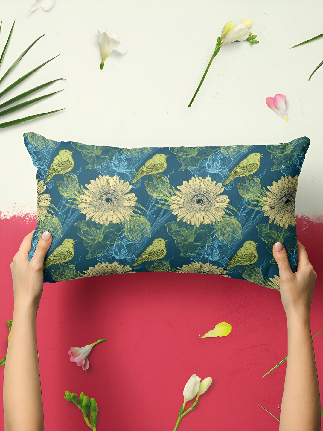 

ArtzFolio Green & Blue 2 Pieces Floral Printed Rectangle Pillow Covers