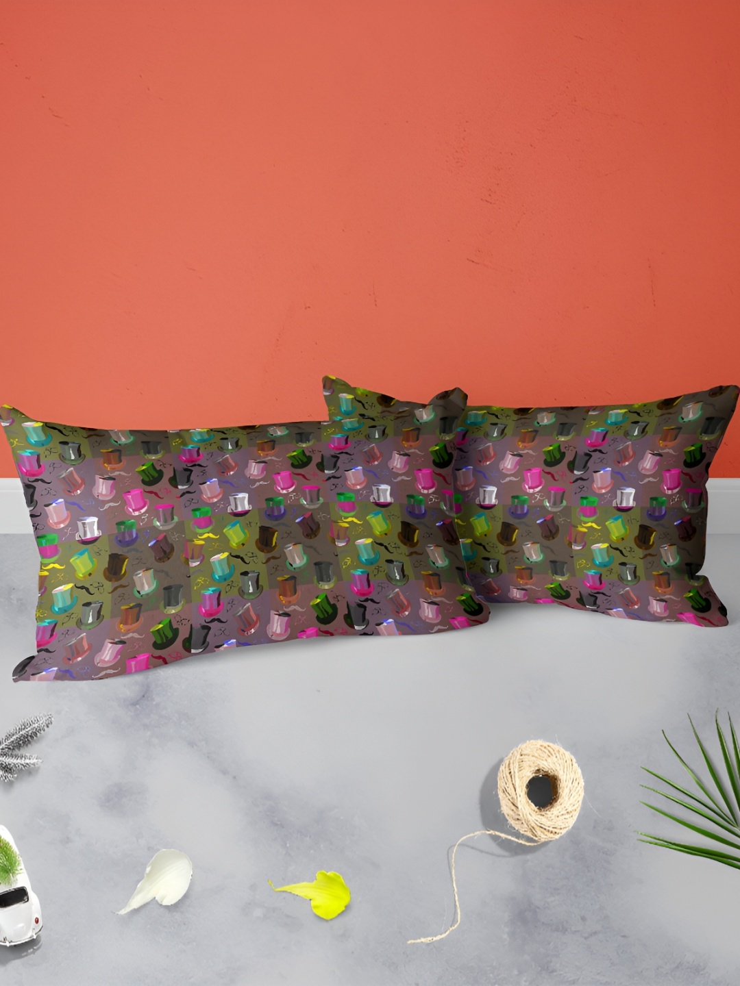 

ArtzFolio Yellow & Pink 2 Pieces Abstract Printed Rectangle Velvet Pillow Covers