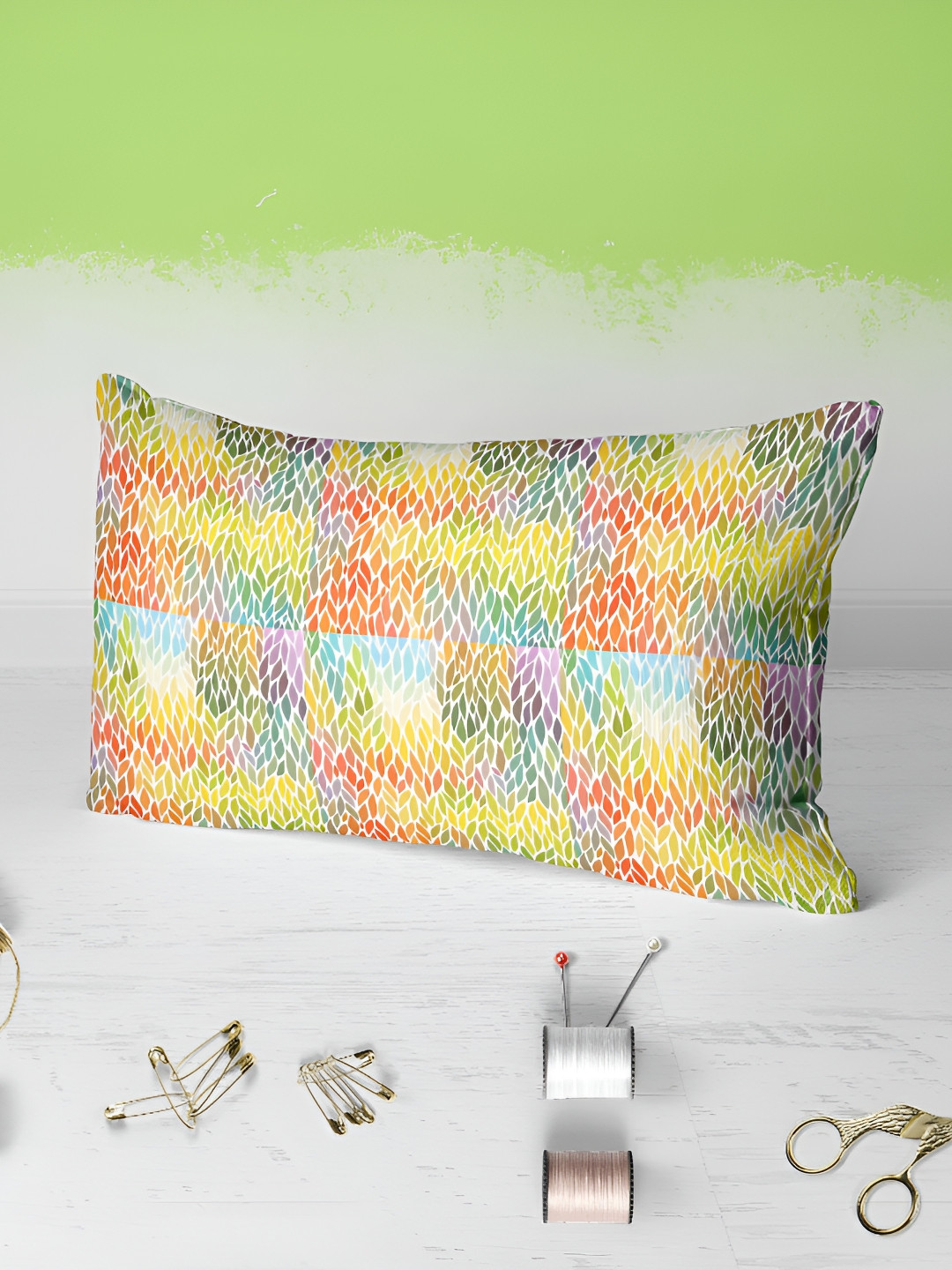 

ArtzFolio Yellow Green 2 Pieces Abstract Printed Rectangle Pillow Covers