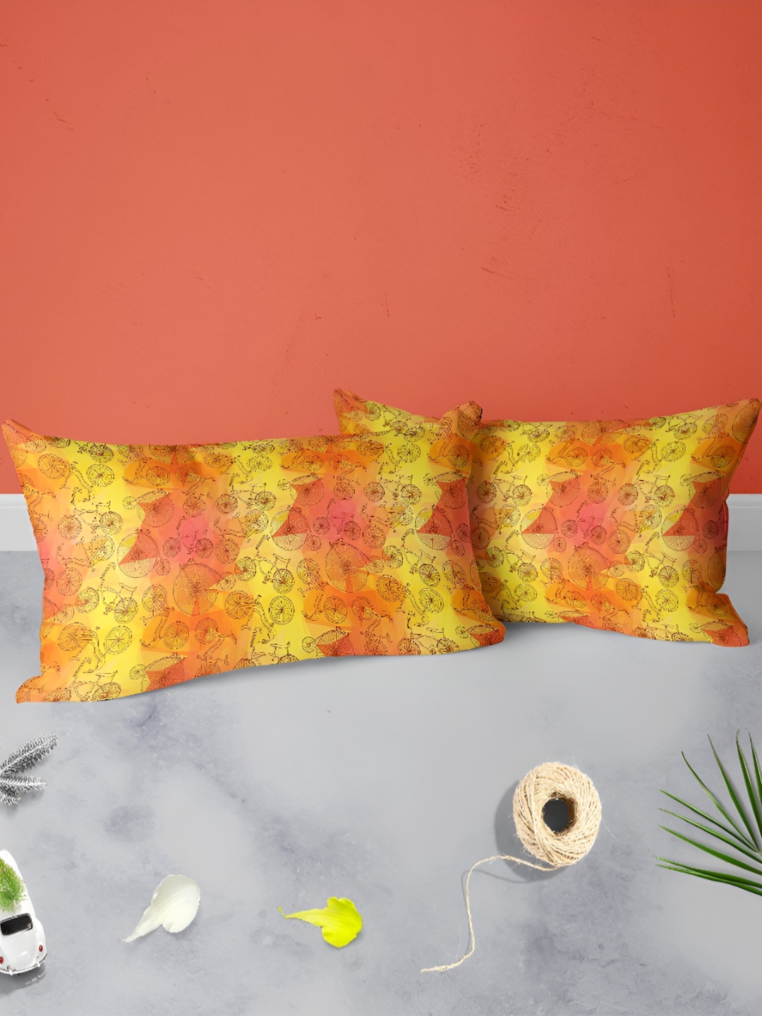 

ArtzFolio Yellow & Orange 2 Pieces Printed Rectangle Pillow Covers