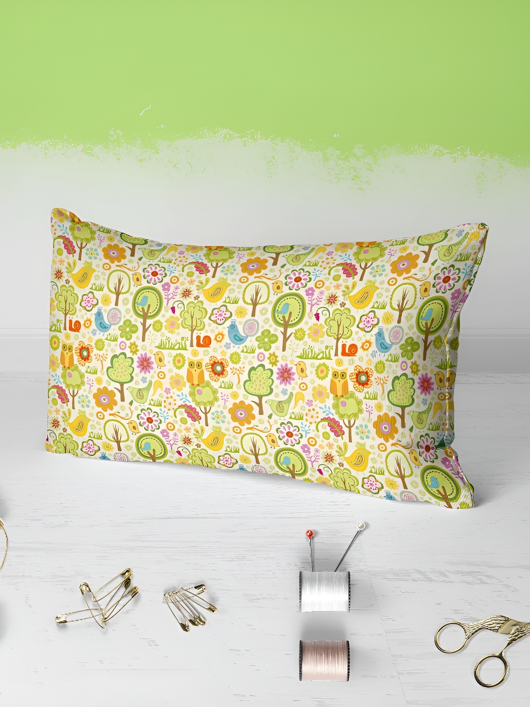 

ArtzFolio White & Green 2 Pieces Velvet Rectangle Pillow Covers