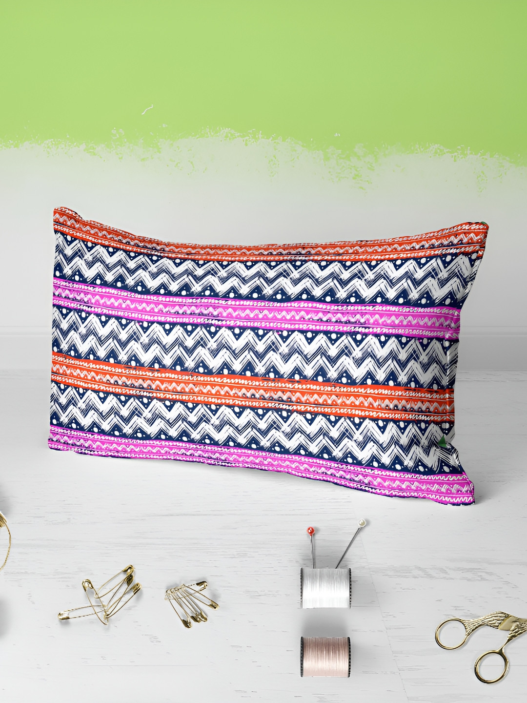

ArtzFolio Pink & White 2Pcs Striped Rectangle Pillow Covers