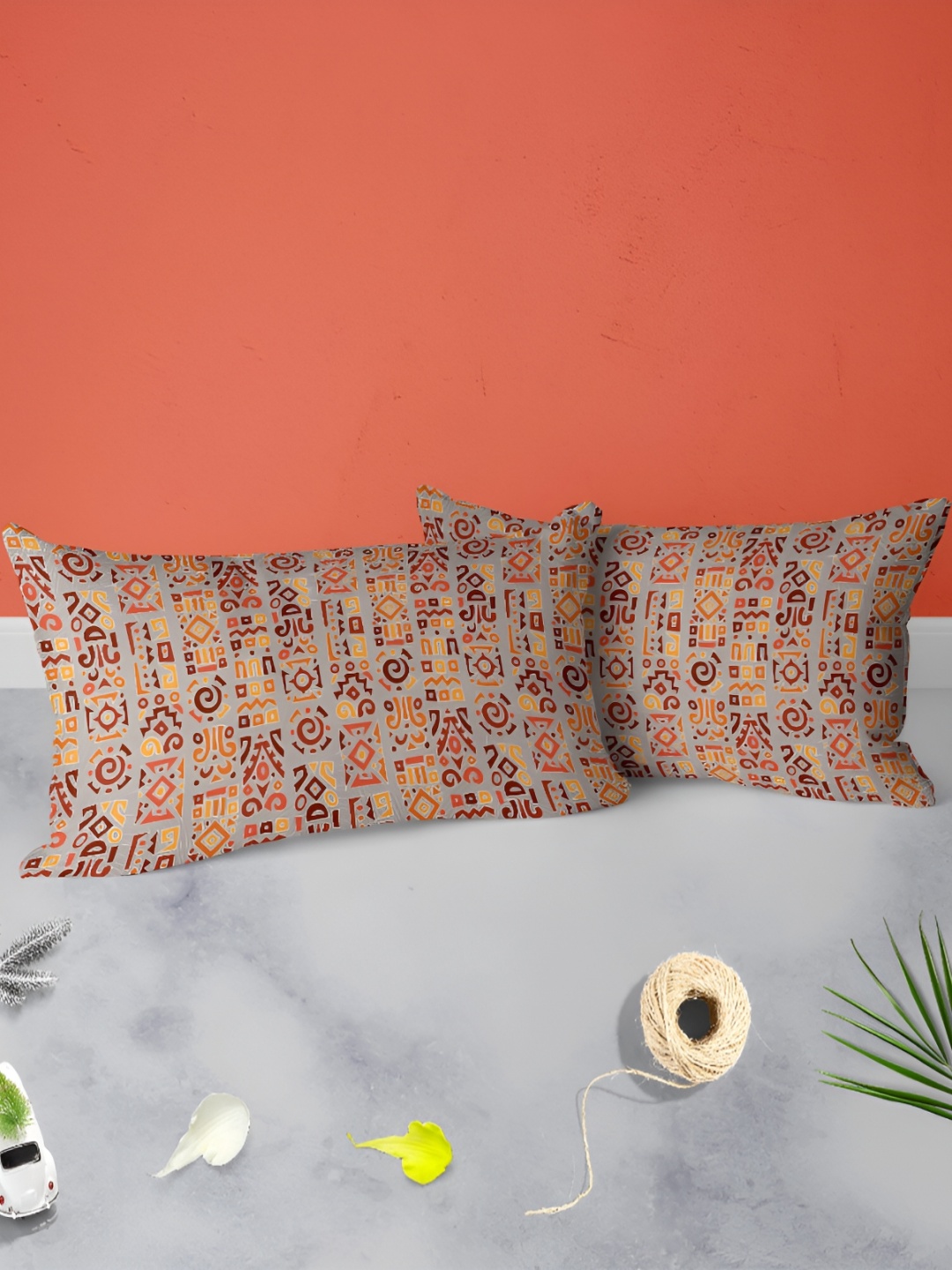 

ArtzFolio Brown & Orange 2 Ethnic Motifs Printed Rectangle Pillow Covers