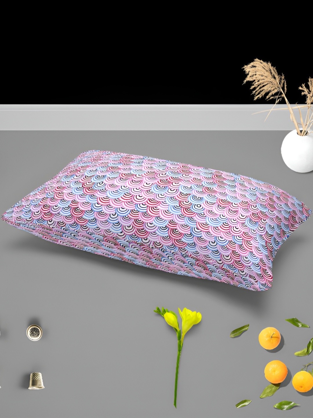 

ArtzFolio White & Pink 2 Pieces Abstract Cotton Rectangle Pillow Covers