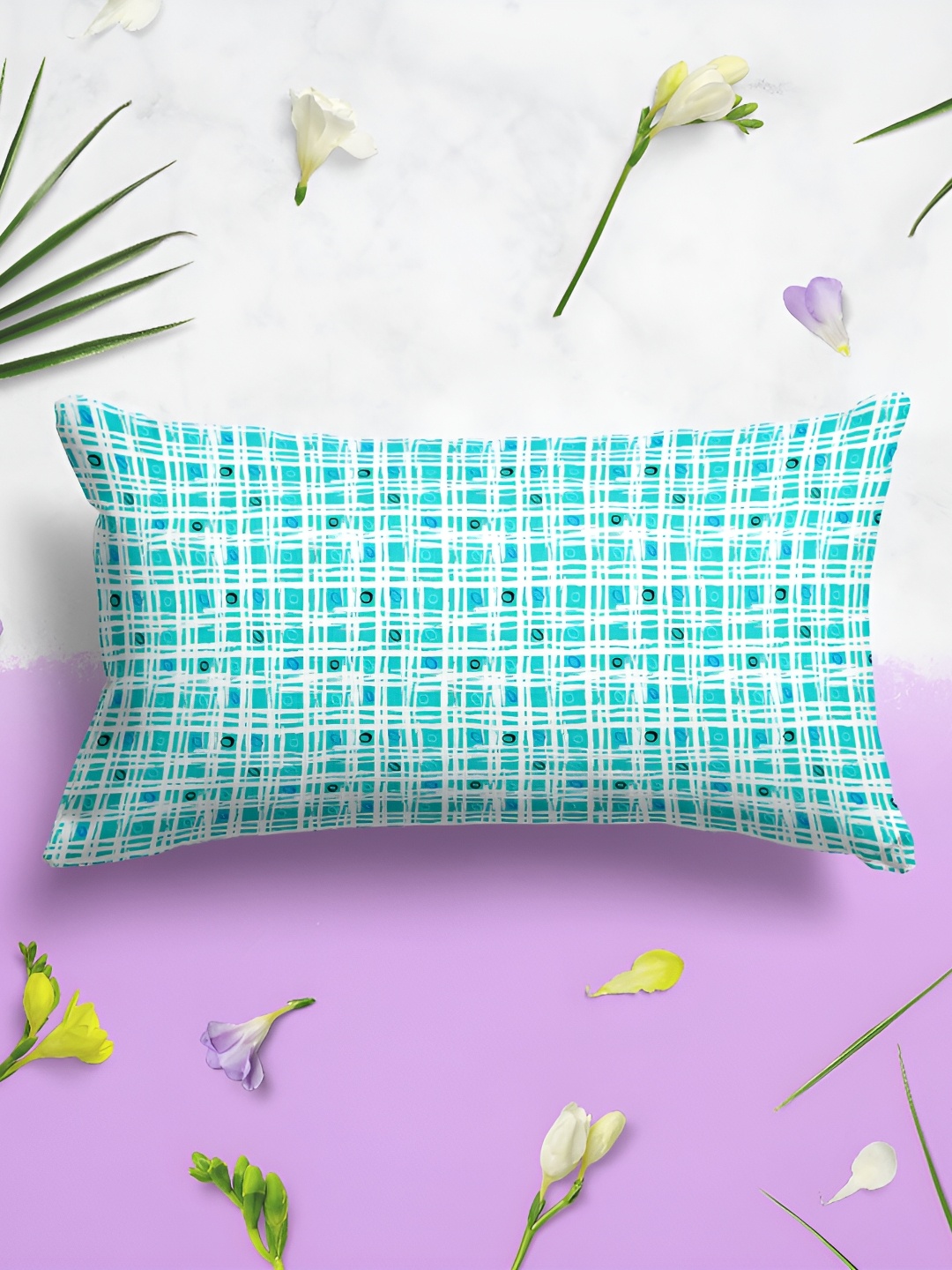 

ArtzFolio White & Blue 2 Pieces Velvet Rectangle Pillow Covers