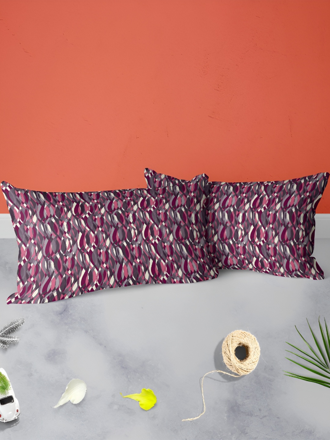 

ArtzFolio Purple & Grey 2 Pieces Abstract Printed Rectangle Pillow Covers