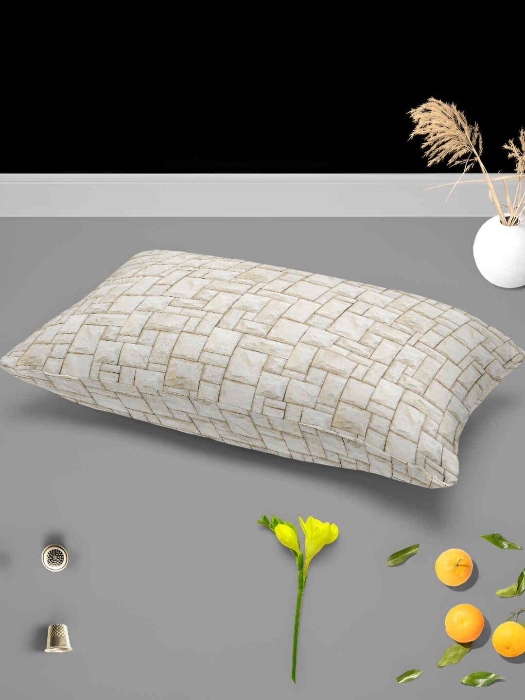 

ArtzFolio White & Brown 2 Pieces Geometric Printed Rectangle Pillow Covers
