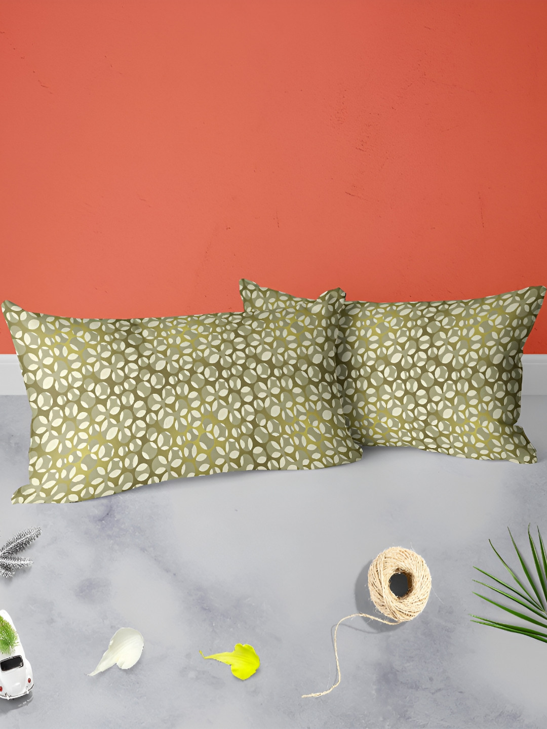 

ArtzFolio Green & yellow 2 Pieces Abstract Printed Rectangular Pillow Covers