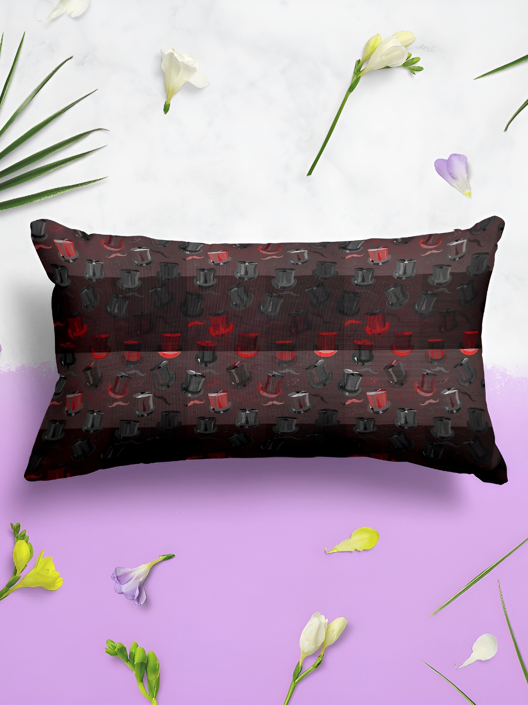 

ArtzFolio Black & Red 2 Pieces Self Design Printed Rectangle Pillow Covers