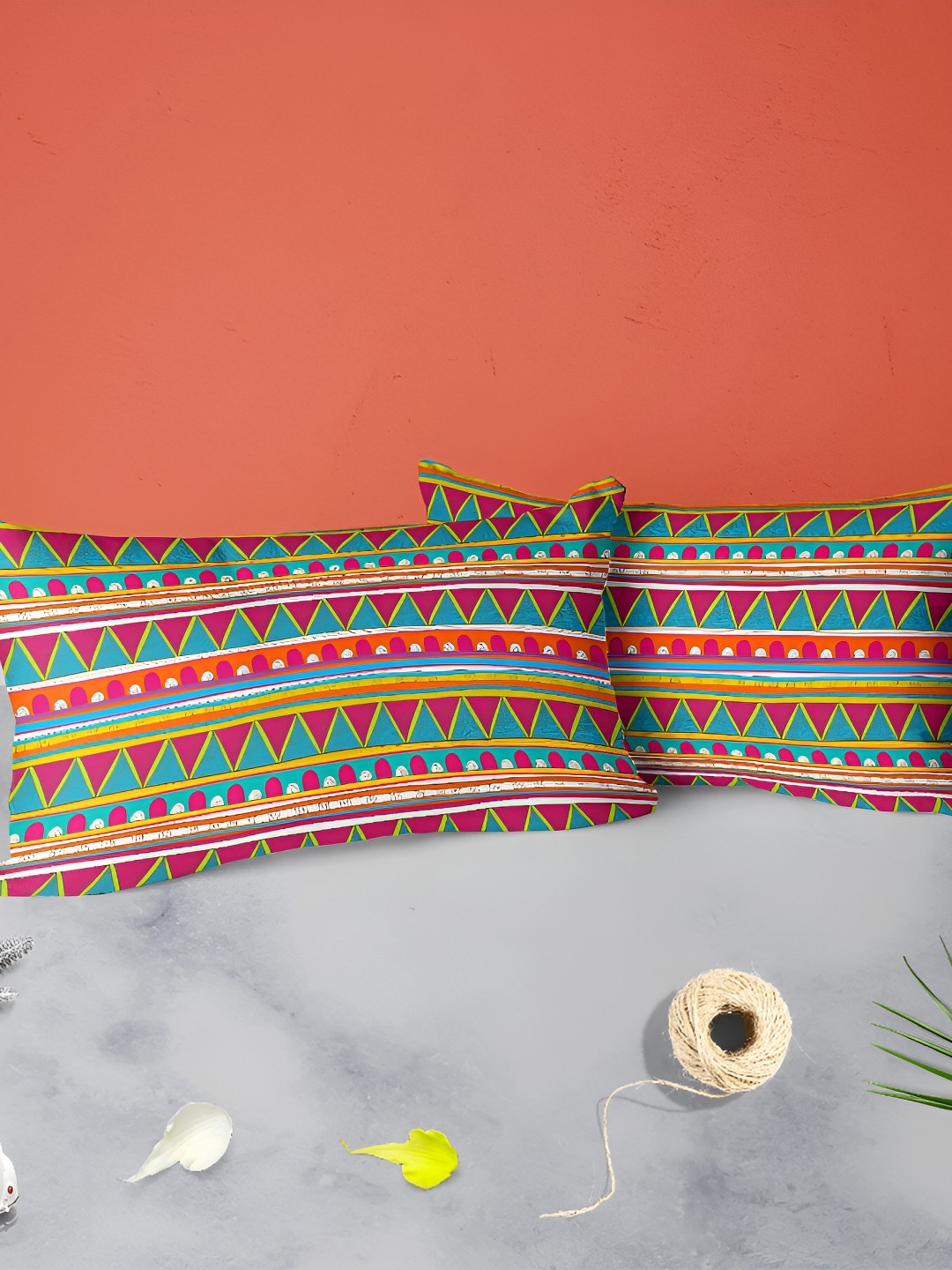 

ArtzFolio Red Green 2 Pieces Abstract Printed Velvet Rectangle Pillow Covers
