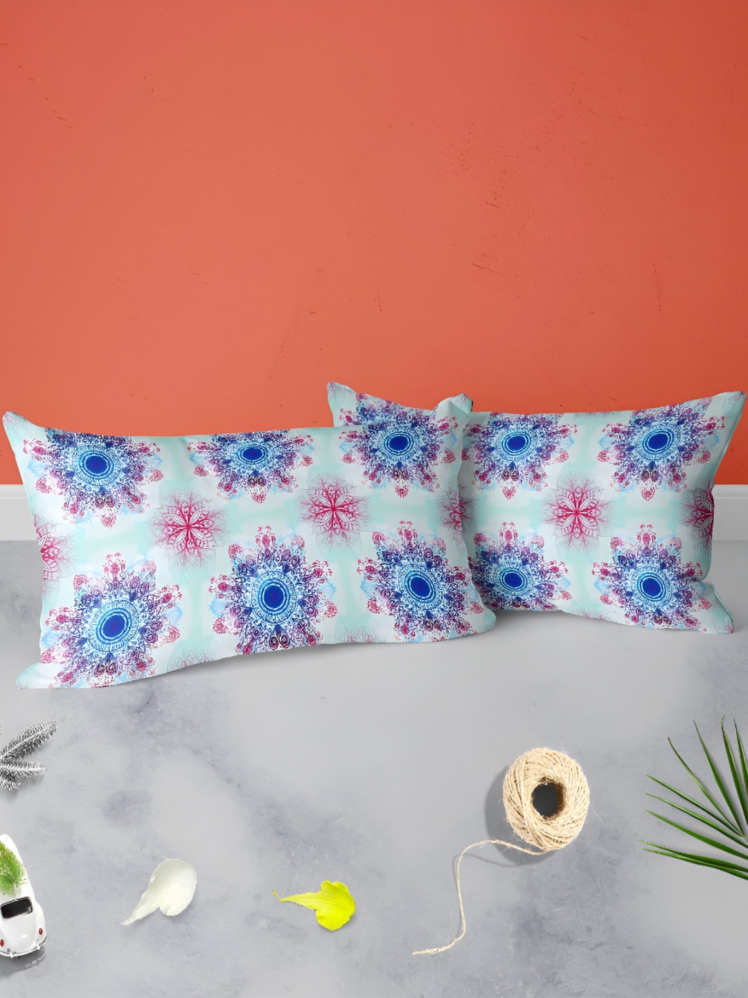

ArtzFolio Blue 2 Pieces Printed Velvet Rectangle Pillow Covers