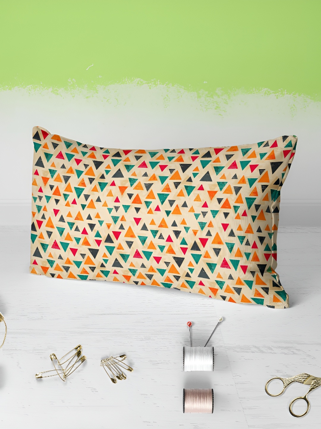 

ArtzFolio Cream & Orange 2 Pcs Rectangle Pillow Covers