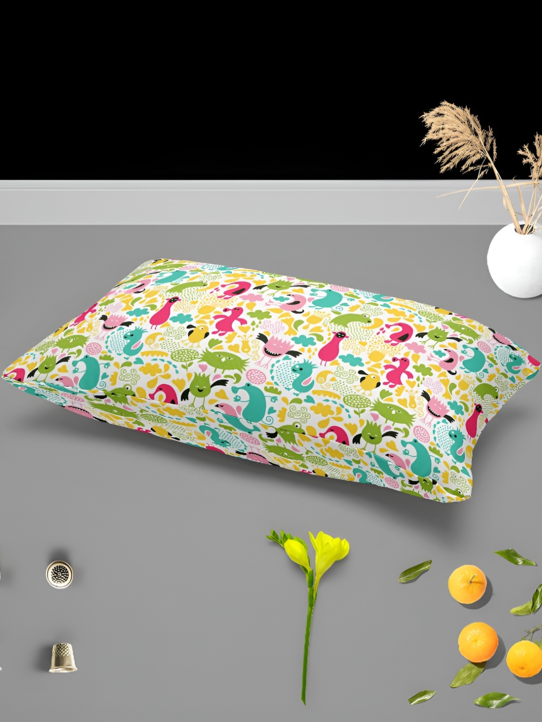 

ArtzFolio White & Yellow 2 Pieces Self Design Rectangle Velvet Pillow Covers