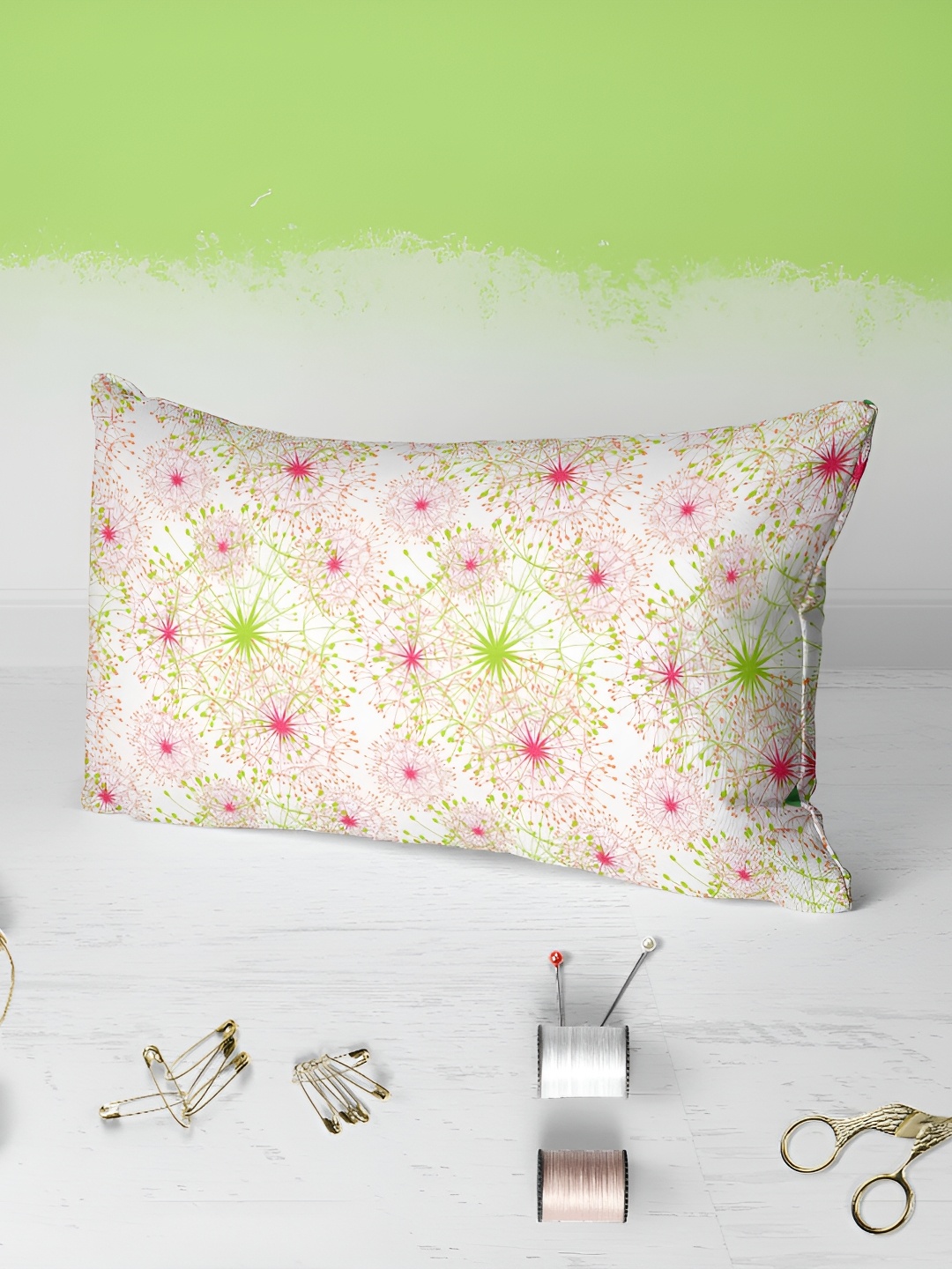 

ArtzFolio White & Pink 2 Pieces Self Design Rectangle Pillow Covers