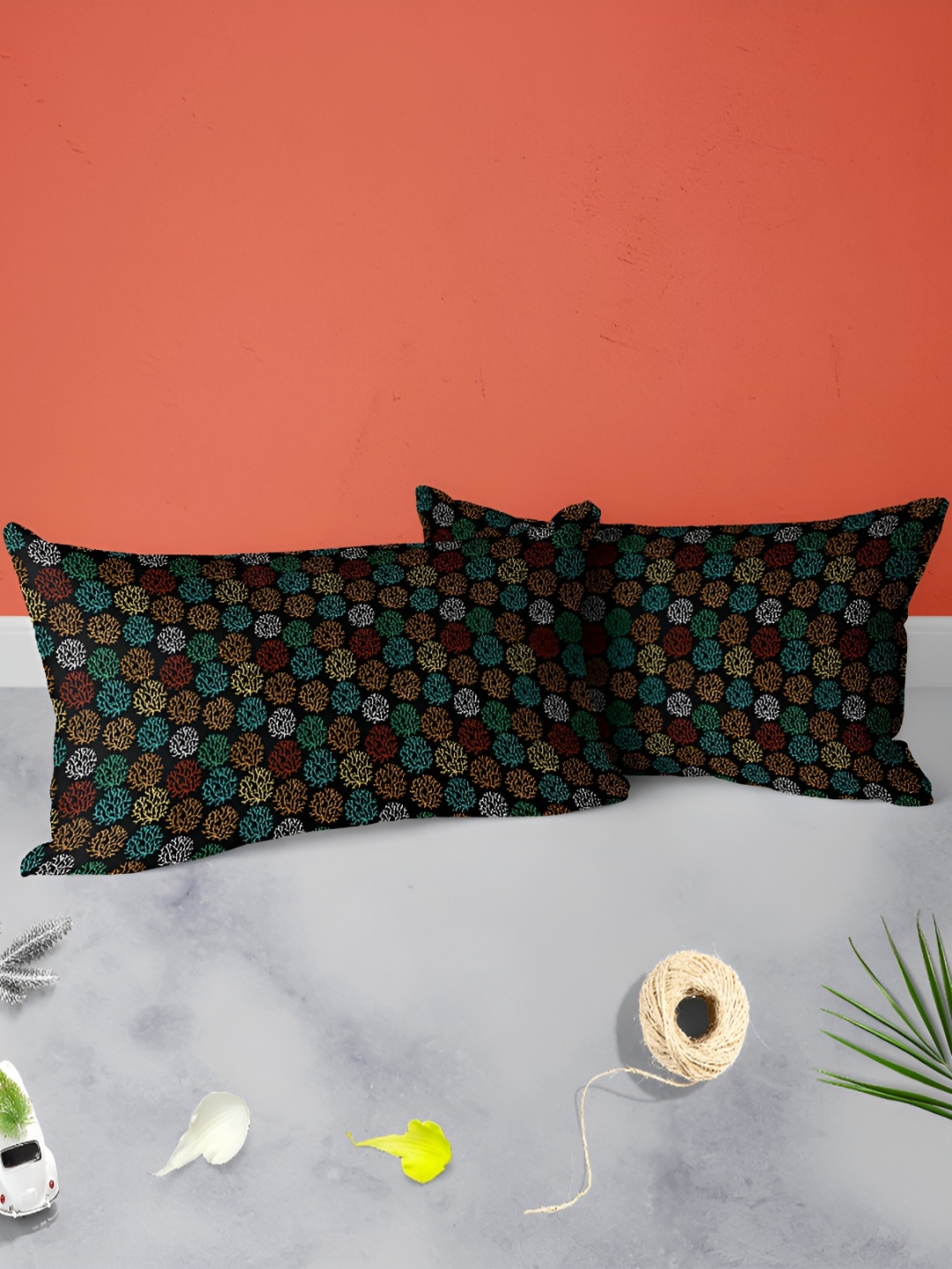 

ArtzFolio Blue 2 Pcs Velvet Rectangle Pillow Covers, Black