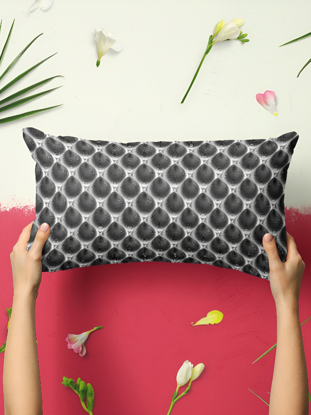 

ArtzFolio Grey & White 2 Pieces Self Design Rectangle Pillow Covers